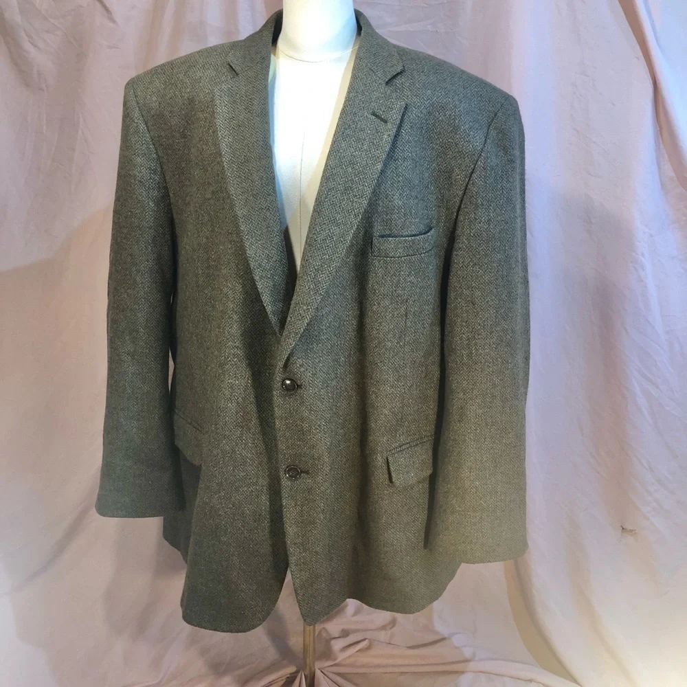 100% Wool Gray Men's Blazer Suit Coat Size Large